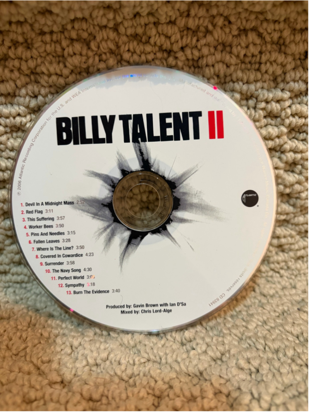 Billy Talent II Music CD Album Standard One Size White Black